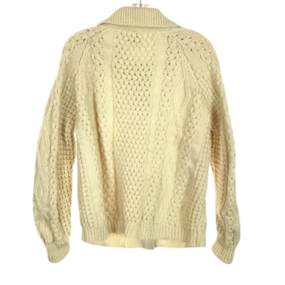 Womens Size Large Cladyknit Cream Vintage Pure Wool Mixed Knit Cardigan Sweater - Picture 3 of 3
